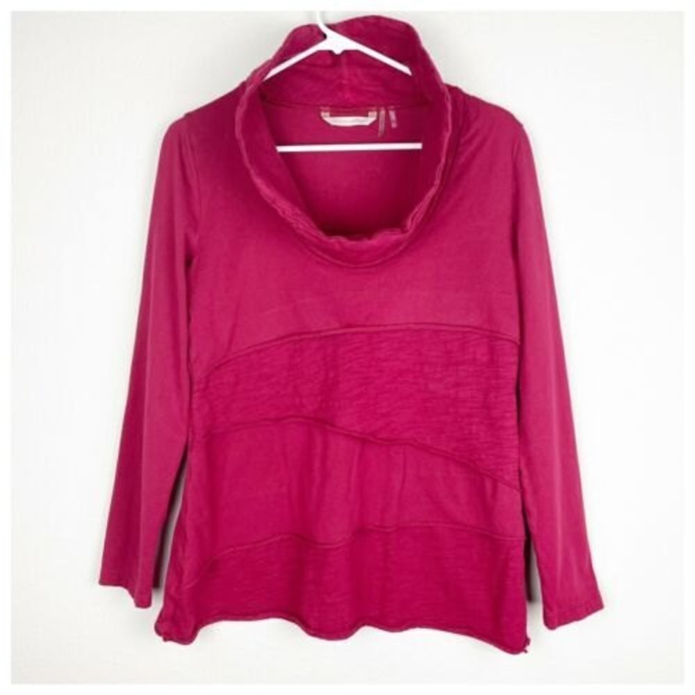 Women’s Soft Surroundings Sz Small Burgundy Pullover Layered Tiered Cowl Neck‍